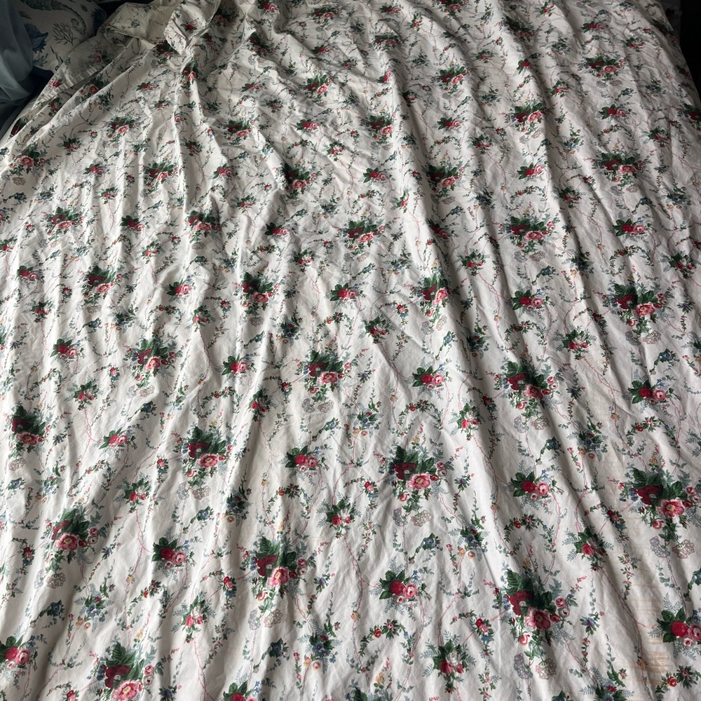 Ralph Lauren vintage Blaine Elaine floral flat sheet with ruffles size full